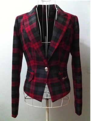 Lady coat red black grid - Click Image to Close